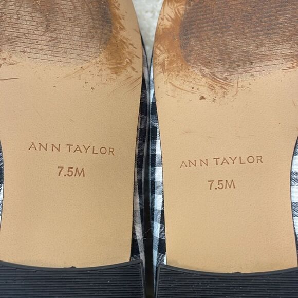 Ann Taylor Gingham Tassel Black White Checkered Flats Shoes Women’s Sz 7.5 - Picture 7 of 7